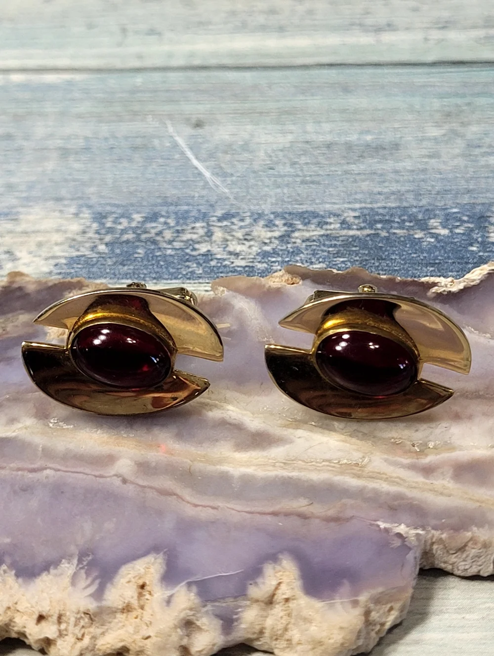 Anson Gold-Tone Cufflinks with red cabochon